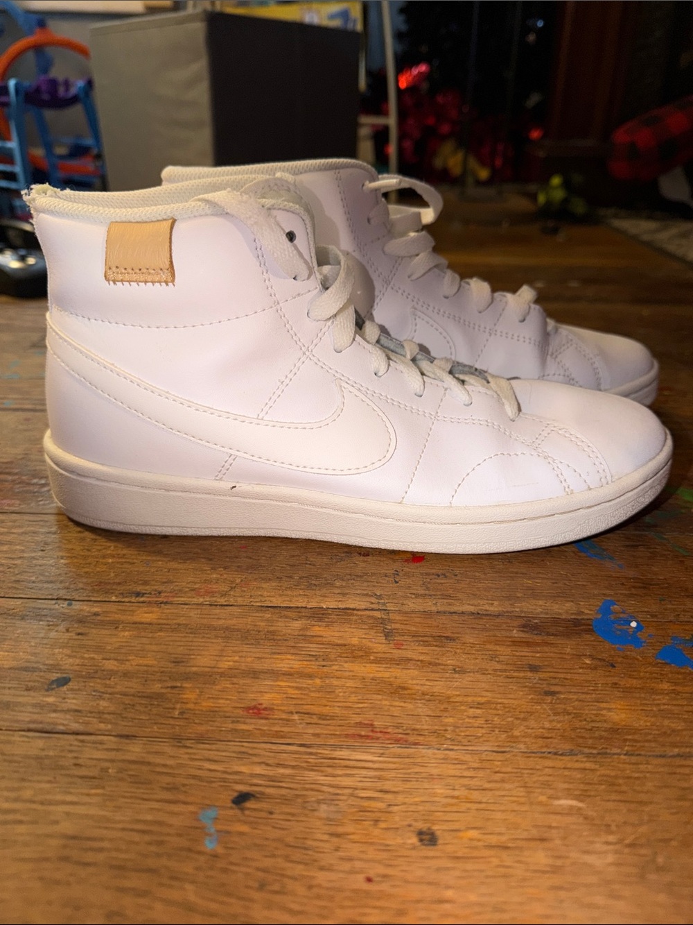 Nike White High-Top Sneakers with Cream Sole